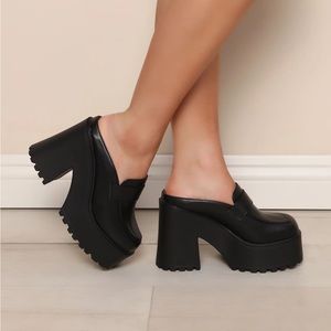 Reaching New Heights Platform Loafers - Black